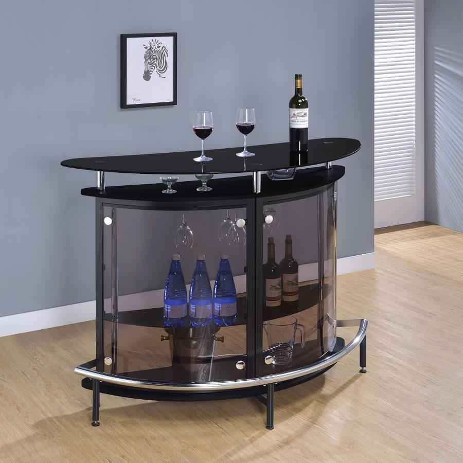 Amarillo Freestanding Glass Top Home Bar Wine Cabinet Black - Home & Sleep Outlet