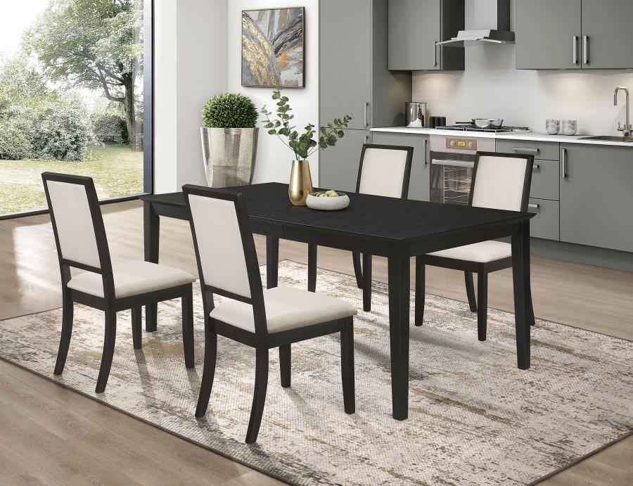 Louise 5-piece Rectangular Extension Leaf Dining Set Black - Home & Sleep Outlet