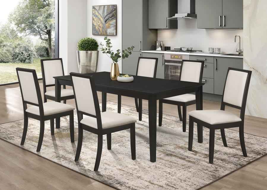 Louise 7-piece Rectangular Extension Leaf Dining Set Black - Home & Sleep Outlet