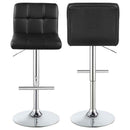 Lenny Tufted Adjustable Leatherette Bar Stool Black (Set of 2)