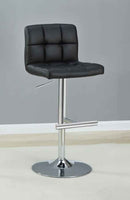 Lenny Tufted Adjustable Leatherette Bar Stool Black (Set of 2)