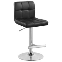 Lenny Tufted Adjustable Leatherette Bar Stool Black (Set of 2)