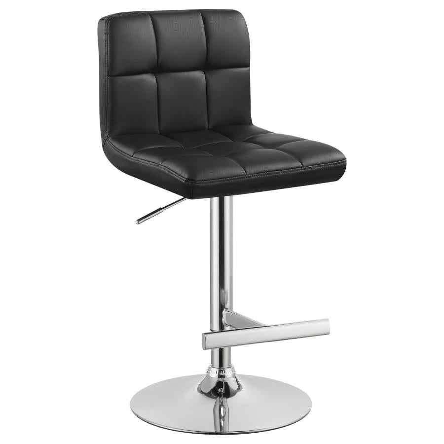 Lenny Tufted Adjustable Leatherette Bar Stool Black (Set of 2)