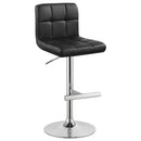 Lenny Tufted Adjustable Leatherette Bar Stool Black (Set of 2)