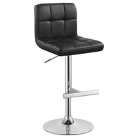 Lenny Tufted Adjustable Leatherette Bar Stool Black (Set of 2)