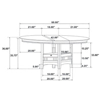 Lavon Oval 60-inch Counter Height Extension Dining Table Espresso