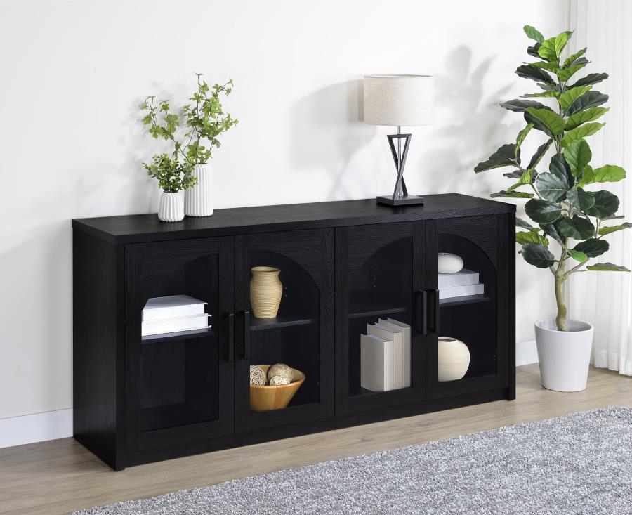 Home & Sleep Outlet - Riva 4-door Dining Sideboard Buffet Storage Credenza Black