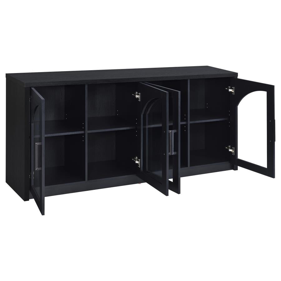 Home & Sleep Outlet - Riva 4-door Dining Sideboard Buffet Storage Credenza Black