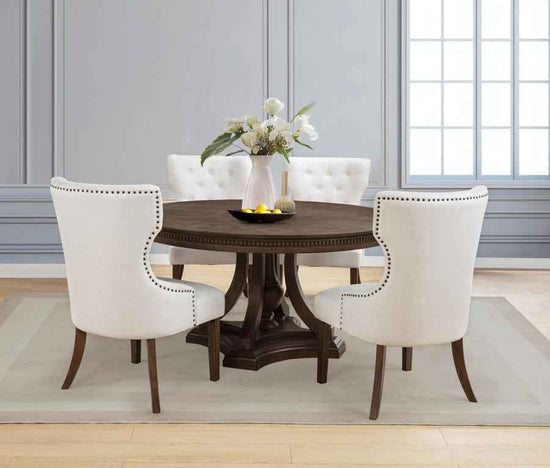 Ridgewell 5-piece Round Pedestal Dining Set Dark Oak