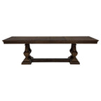 rectangular dark wood dining table with pedestal base, classic style for dining room