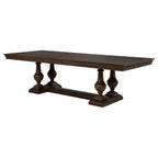 dark wood rectangular dining table with pedestal base, classic style, ideal for dining room