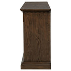 dark wood side table with classic trim, ideal for living room or bedroom furniture