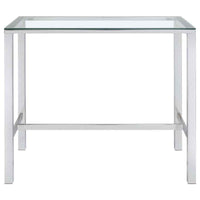Tolbert Rectangular 47-inch Glass Top Pub Bar Table Chrome