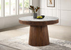 Home & Sleep Outlet - Ortega Round 46-inch Marble Top Wood Dining Table Natural