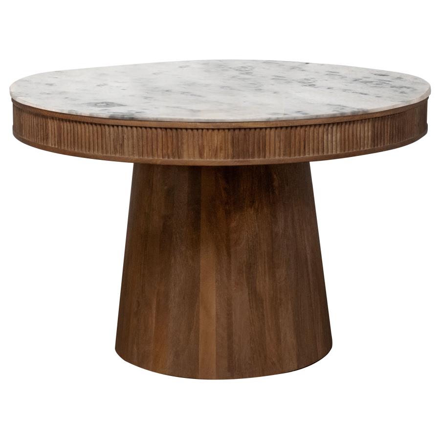 Home & Sleep Outlet - Ortega Round 46-inch Marble Top Wood Dining Table Natural