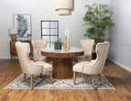 Home & Sleep Outlet - Ortega Round 46-inch Marble Top Wood Dining Table Natural