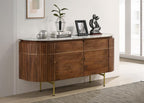 Home & Sleep Outlet - Ortega 4-door Marble Top Sideboard Buffet Cabinet Natural