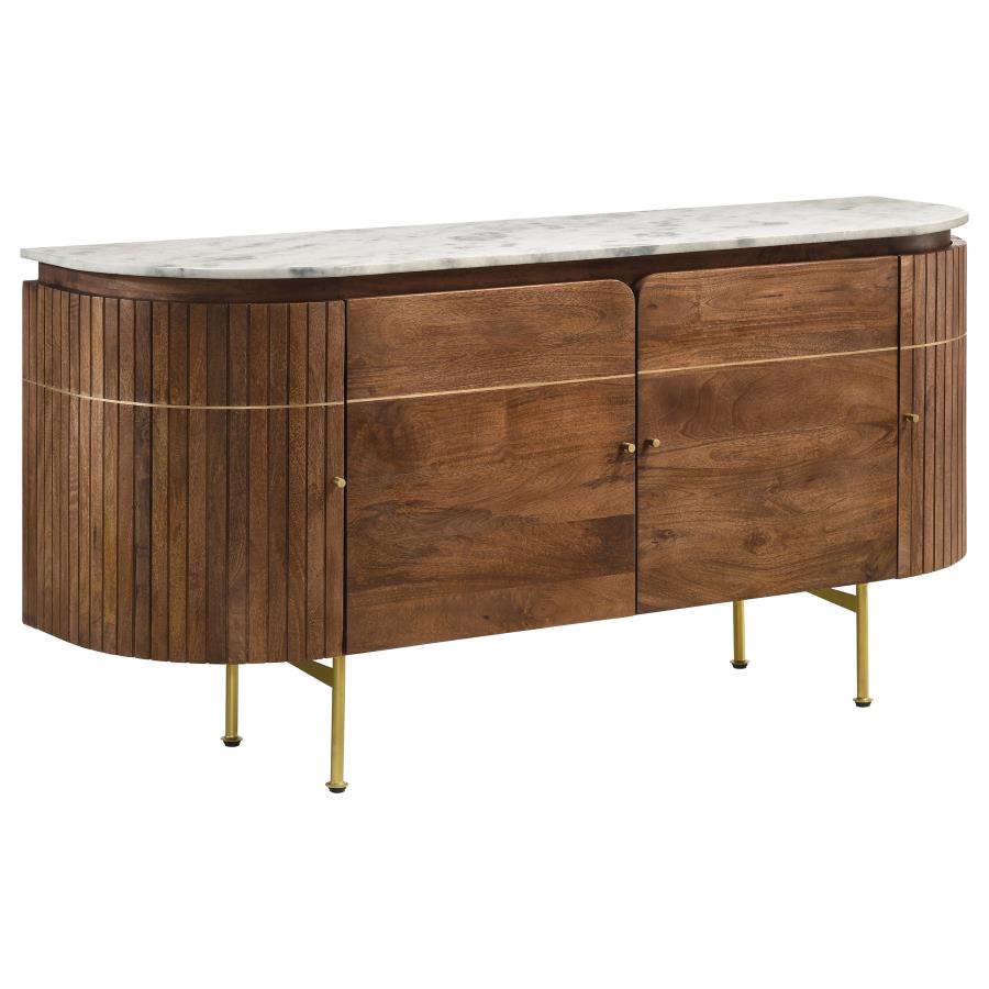 Home & Sleep Outlet - Ortega 4-door Marble Top Sideboard Buffet Cabinet Natural