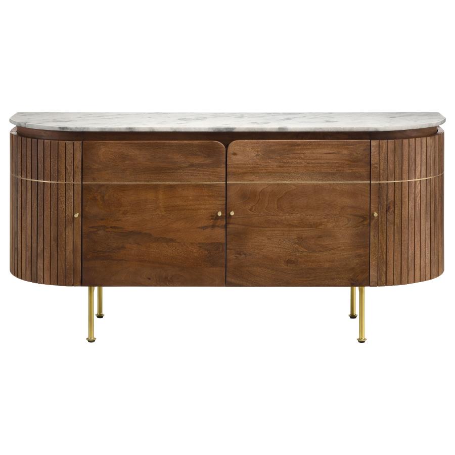 Home & Sleep Outlet - Ortega 4-door Marble Top Sideboard Buffet Cabinet Natural
