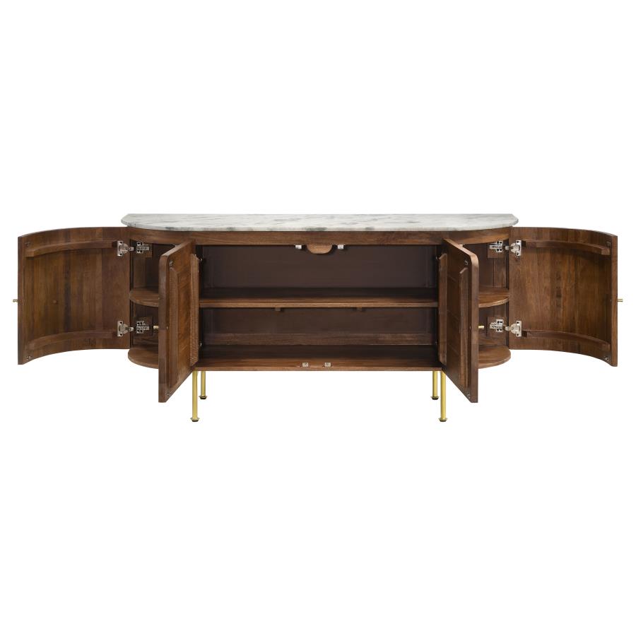 Home & Sleep Outlet - Ortega 4-door Marble Top Sideboard Buffet Cabinet Natural