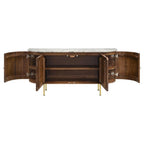 Home & Sleep Outlet - Ortega 4-door Marble Top Sideboard Buffet Cabinet Natural