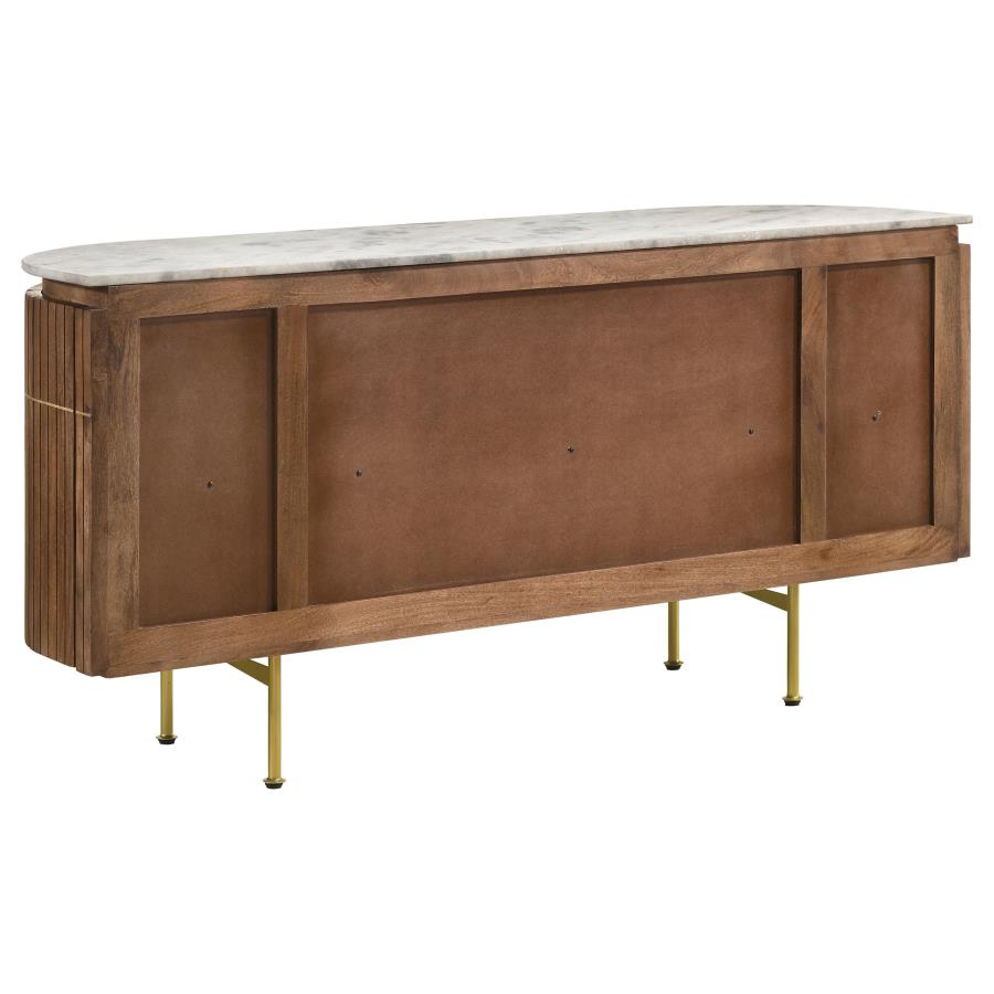 Home & Sleep Outlet - Ortega 4-door Marble Top Sideboard Buffet Cabinet Natural