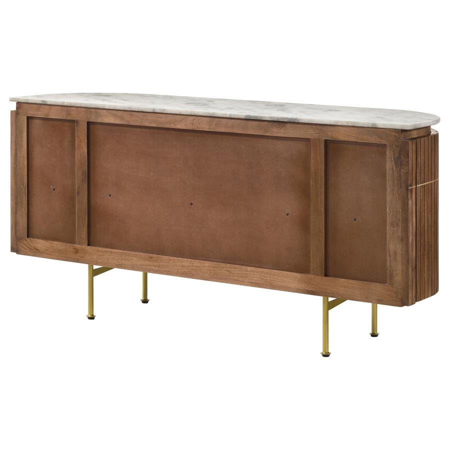 Home & Sleep Outlet - Ortega 4-door Marble Top Sideboard Buffet Cabinet Natural