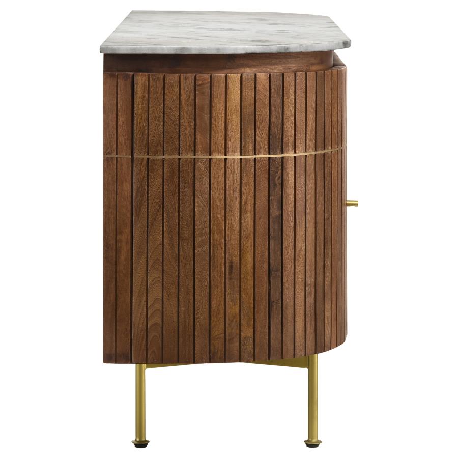 Home & Sleep Outlet - Ortega 4-door Marble Top Sideboard Buffet Cabinet Natural
