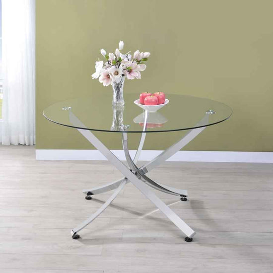 Beckham Round 46-inch Glass Top Dining Table Chrome