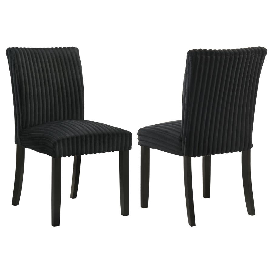 Home & Sleep Outlet - Dermott Upholstered Parson Dining Side Chair Black (Set of 2)