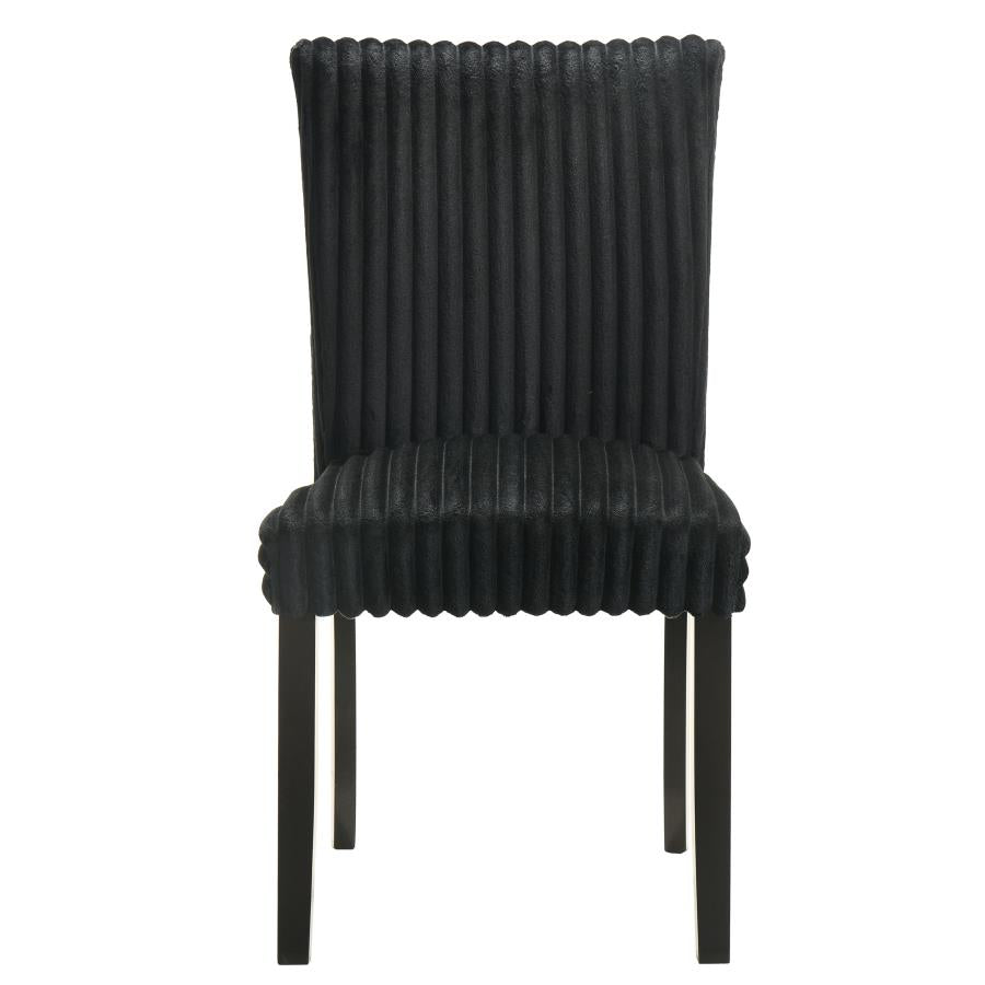 Home & Sleep Outlet - Dermott Upholstered Parson Dining Side Chair Black (Set of 2)