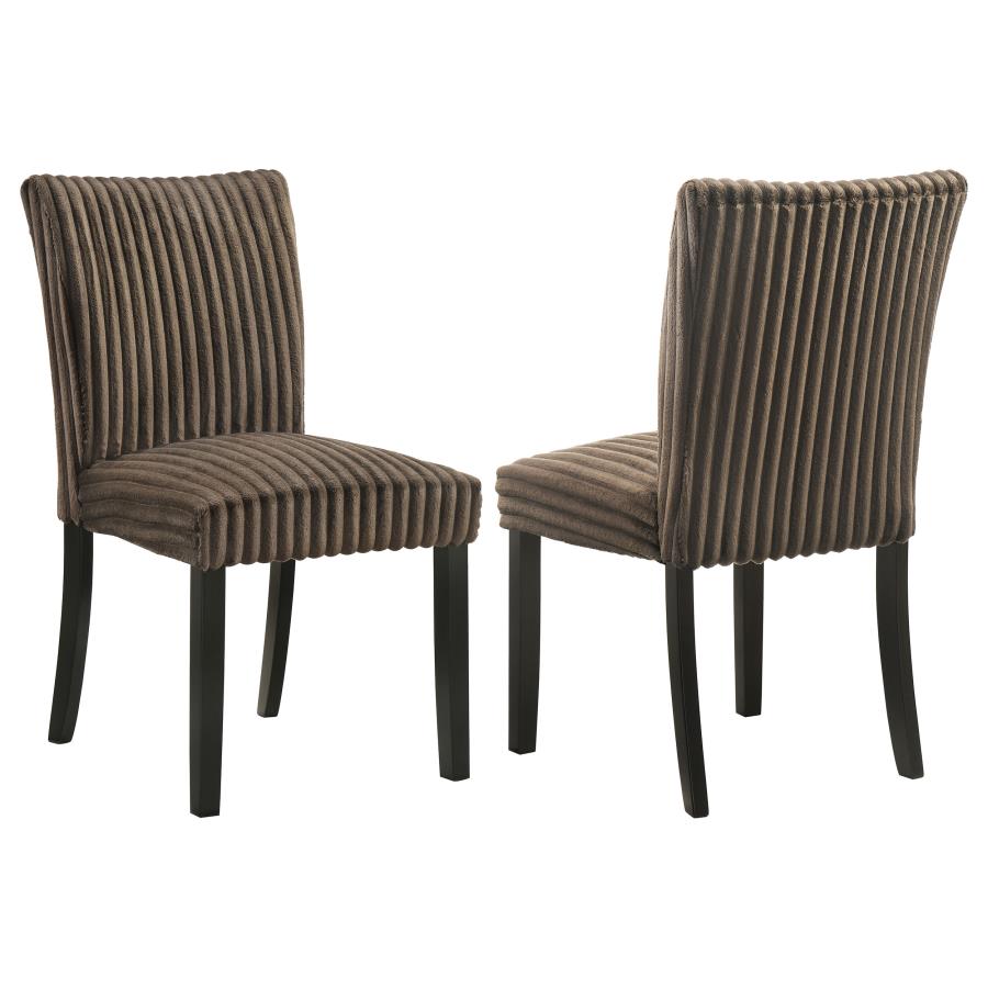 Home & Sleep Outlet - Dermott Upholstered Parson Dining Side Chair Chocolate (Set of 2)