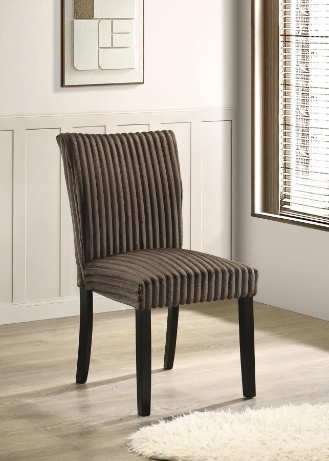 Home & Sleep Outlet - Dermott Upholstered Parson Dining Side Chair Chocolate (Set of 2)