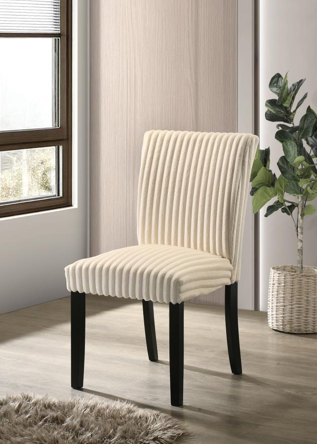 Home & Sleep Outlet - Dermott Upholstered Parson Dining Side Chair Cream (Set of 2)