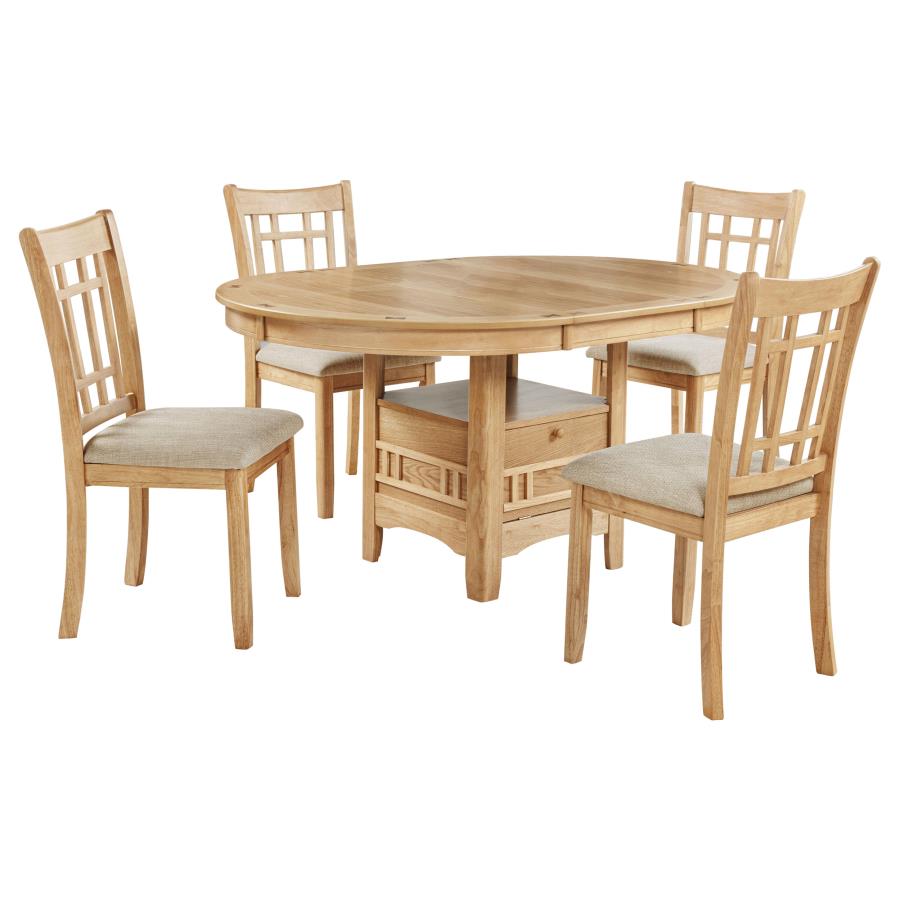 Home & Sleep Outlet - Lavon 5-piece Oval Extension Leaf Dining Set Light Oak