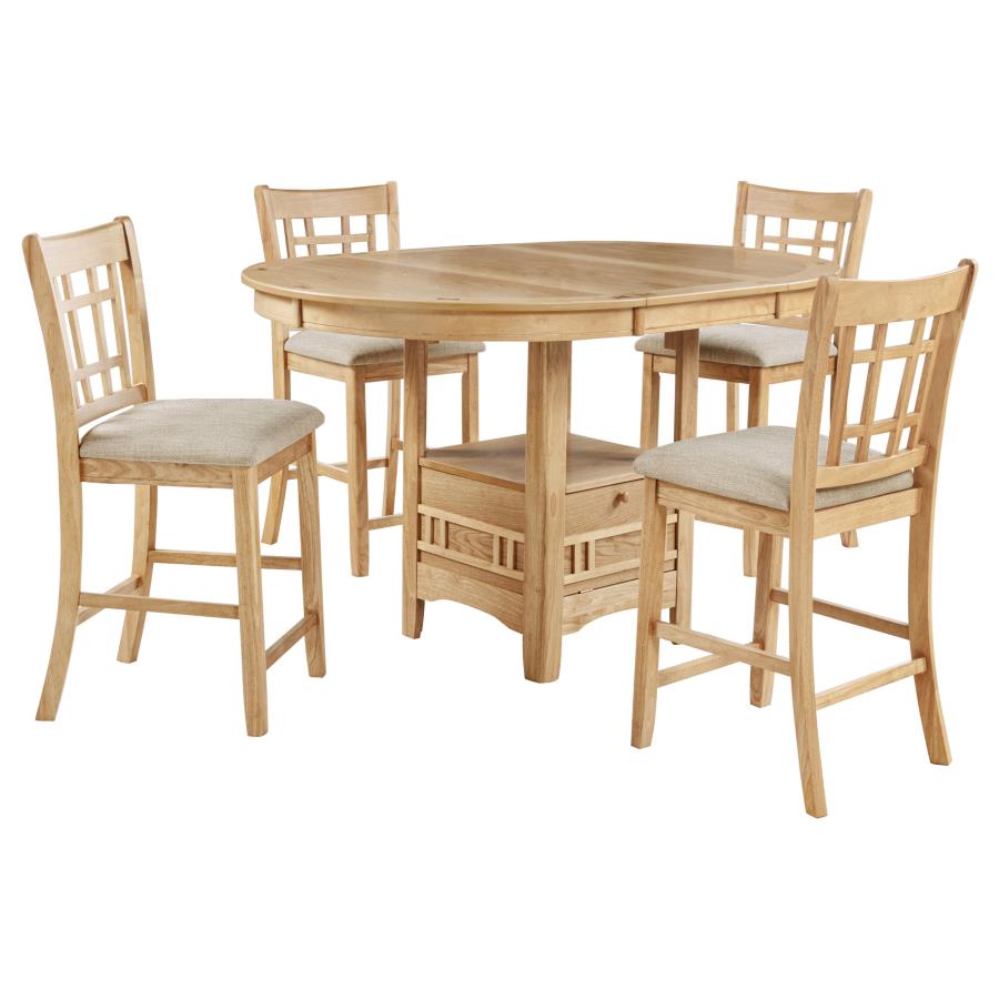 Home & Sleep Outlet - Lavon 5-piece Oval Counter Height Dining Set Light Oak