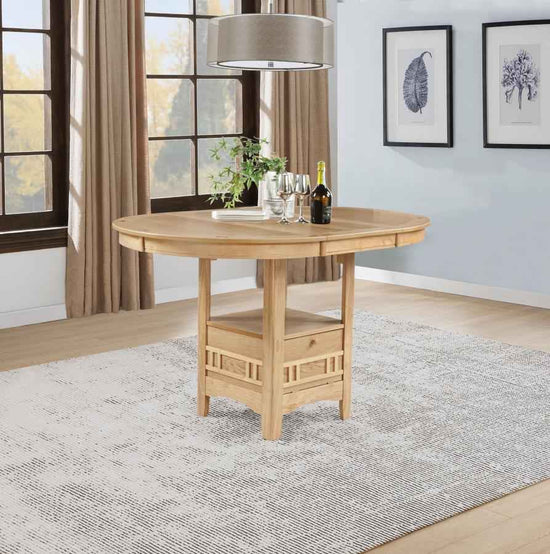 Lavon Oval 60-inch Counter Height Extension Dining Table Light Oak