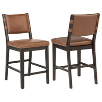 Tegan Faux Leather Upholstered Counter Height Chair Cognac (Set of 2)