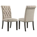 Alana Upholstered Dining Side Chair Beige Smokey Black (Set of 2)