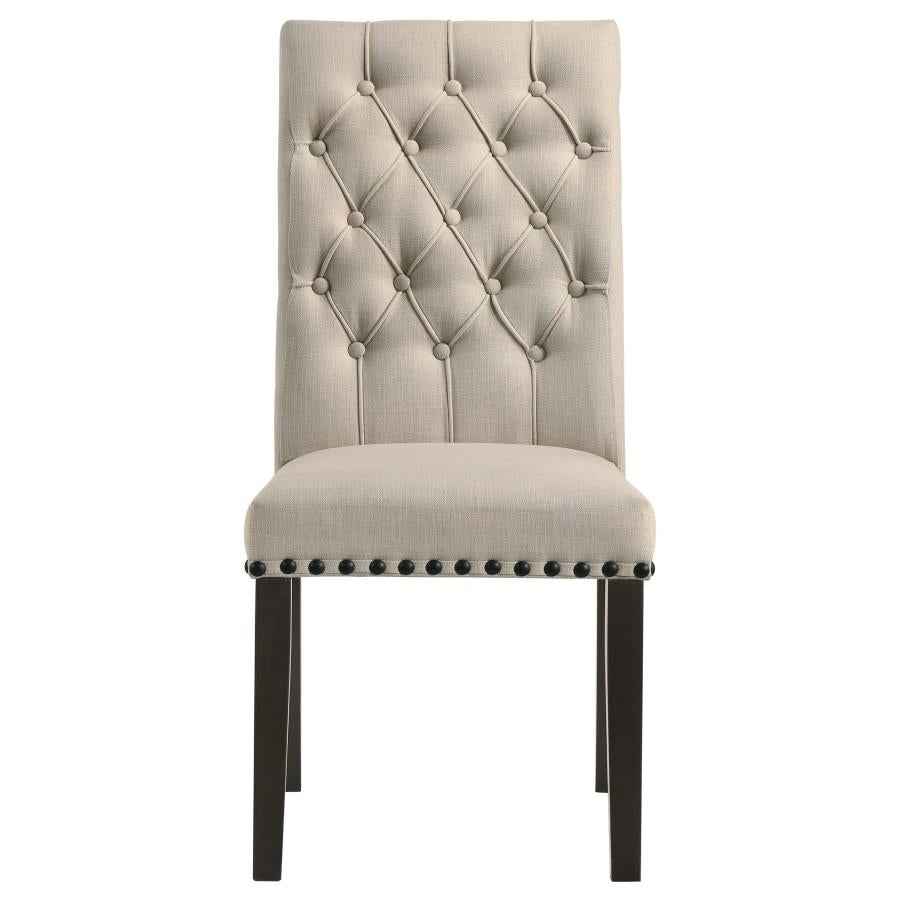 Alana Upholstered Dining Side Chair Beige Smokey Black (Set of 2)