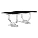 Antoine Rectangular 95-inch Glass Top Dining Table Black
