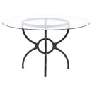Aviano Round 48-inch Glass Top Metal Dining Table Gunmetal
