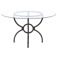 Aviano Round 48-inch Glass Top Metal Dining Table Gunmetal