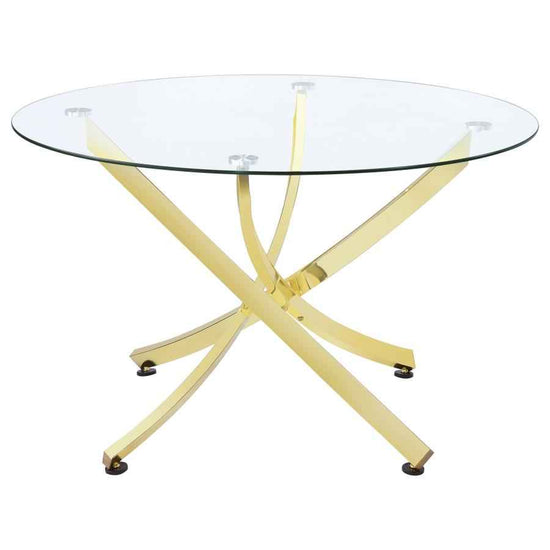 Beckham Round 46-inch Glass Top Dining Table Brass