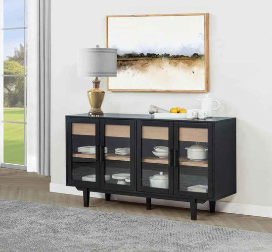 Middleton 4-door Sideboard Server with Dual Drawers Black