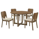 Crestmore 5-piece 46-inch Round Wood Dining Table Set Walnut