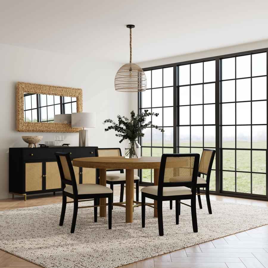 Arini 5-piece Round Dining Table Set Sand Wash and Black - Home & Sleep Outlet