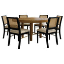 Arini 7-piece Round Dining Table Set Sand Wash and Black - Home & Sleep Outlet