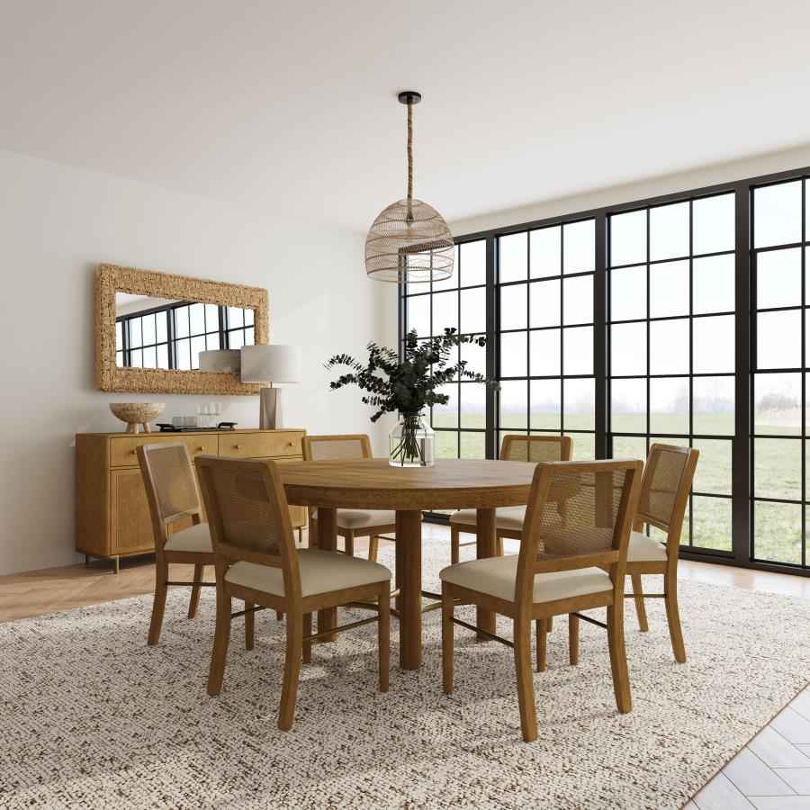 Arini 7-piece Round Dining Room Table Set Sand Wash - Home & Sleep Outlet