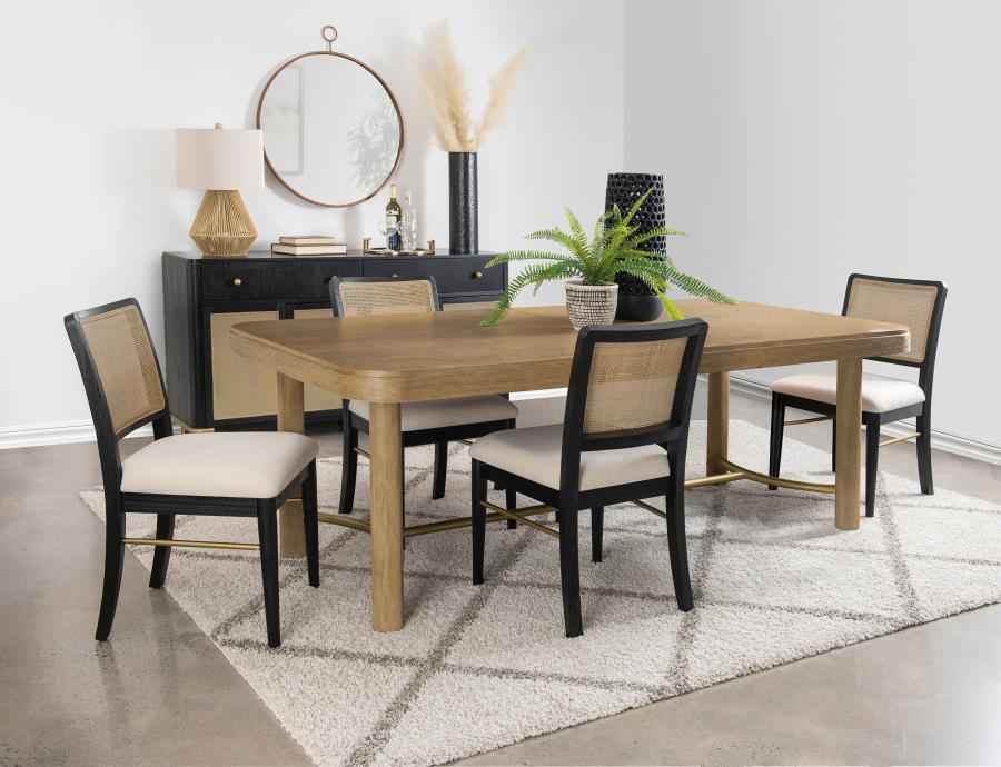 Arini 5-piece Extension Leaf Dining Table Set Sand Wash and Black - Home & Sleep Outlet